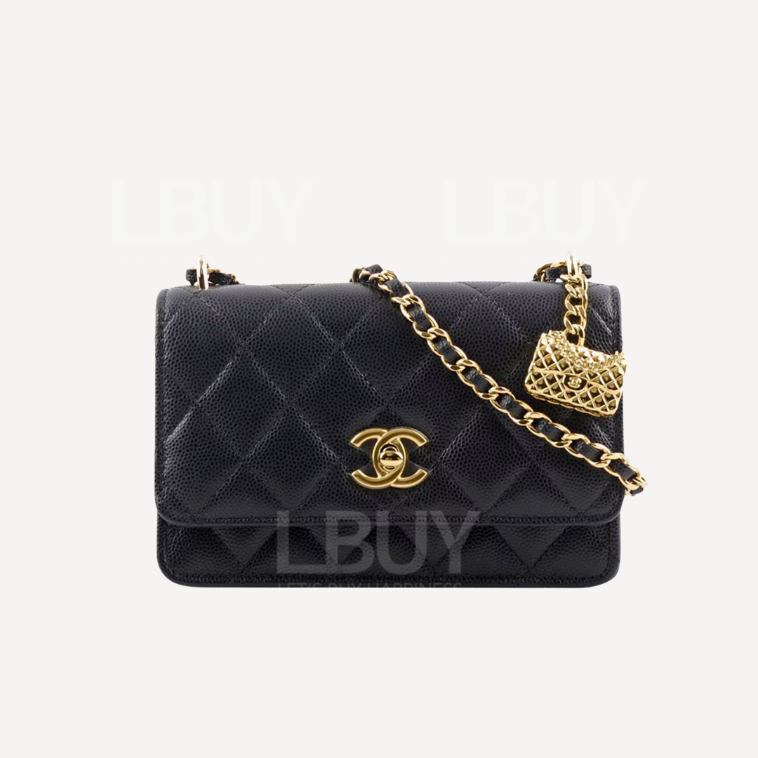 Chanel 金色小袋仔掛飾黑色手袋WOC AP3316