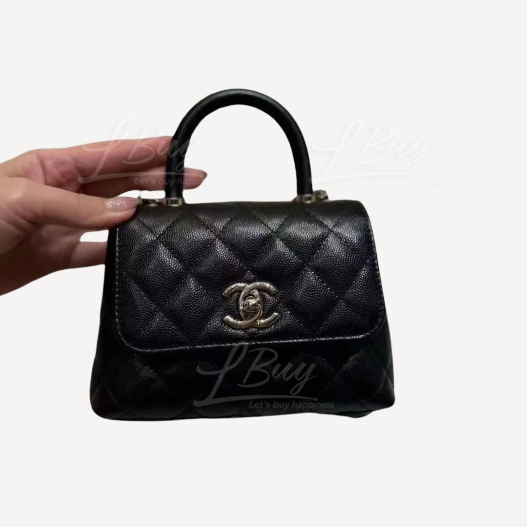 Chanel Coco Handle Super Mini Black Handbag Flap Bag AP4244