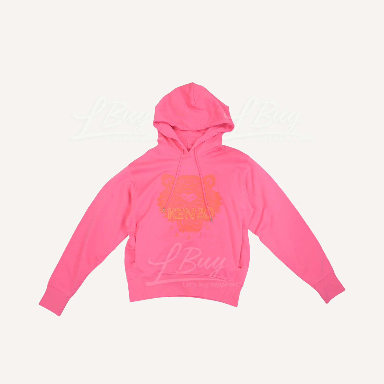 KENZO Ladies Orange Embroidered Tiger Hoodie Pink