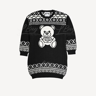 Moschino Couture Black Teddy Bear Sweater Dress