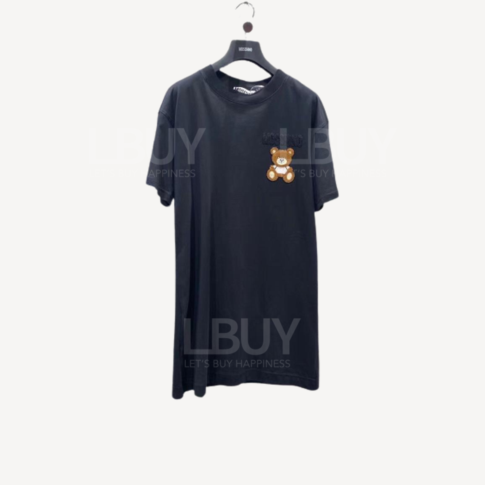 Moschino Couture Three-dimensional Teddy Bear And Black Moschino Short-sleeved T-shirt Dress Black Colour