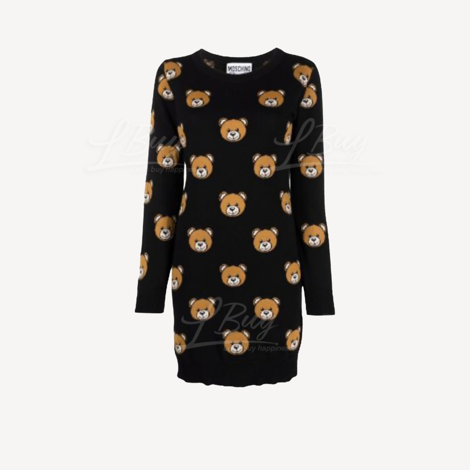 Moschino V0486 黑色多熊头长针织上衣