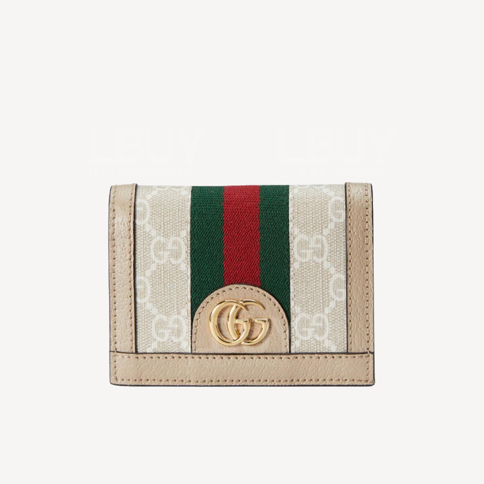 Gucci GG Logo OPHIDIA Card Case Wallet Oatmeal  523155