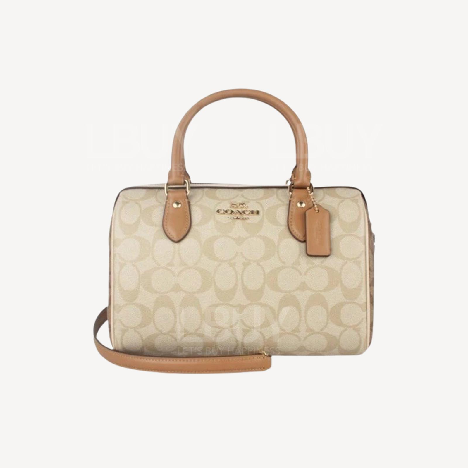 Coach Rowan Satchel Bag In Blocked Signature Canvas 25cm Light Khaki CS185IMWQ4