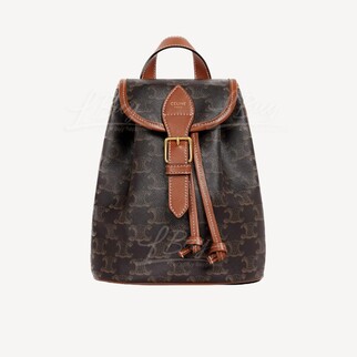 Celine Triomphe帆布及小牛皮迷你型Folco背包 黃褐色