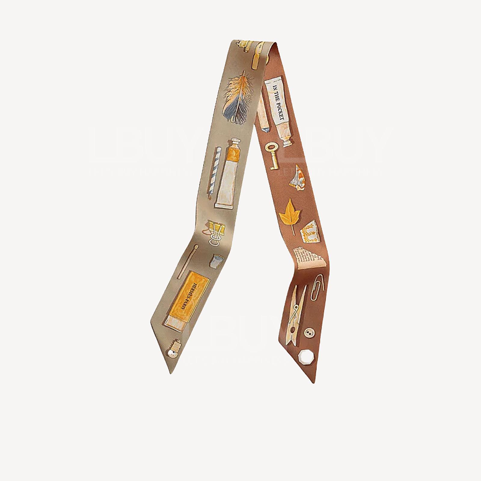 Hermes In the Pocket Twilly beige orange sable