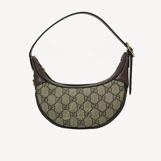 Gucci Ophidia GG Logo Supreme帆布红绿织带腋下包 米色及乌木色 ‎658551