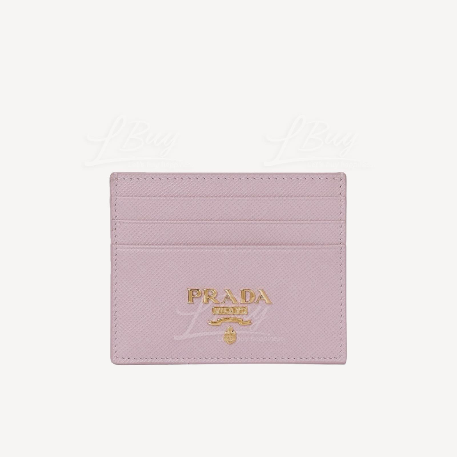 Prada Saffiano Metal 標誌皮革卡片包 粉紅色 1MC025