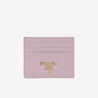 Prada Saffiano Metal Logo Leather Card Holder Pink 1MC025