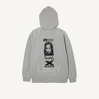 X-girl for X Zip Up Sweat Hoodie Grey