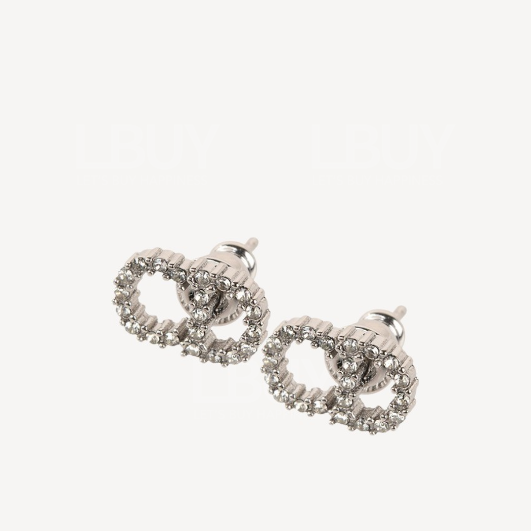 DIOR CLAIR D LUNE EARRINGS Silver-Finish Metal and White Crystals