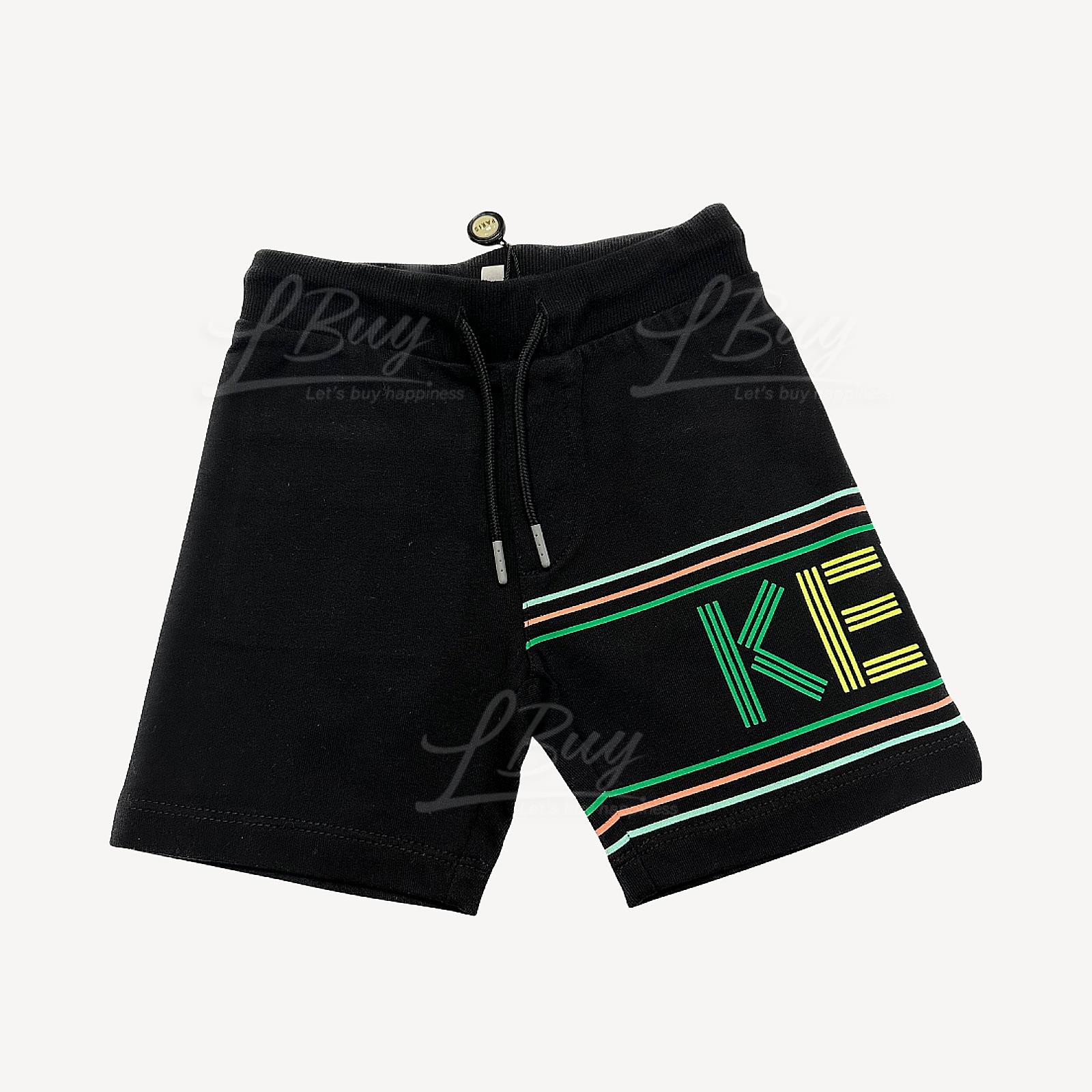 Kenzo Kids 黑色彩字Logo棉質短褲