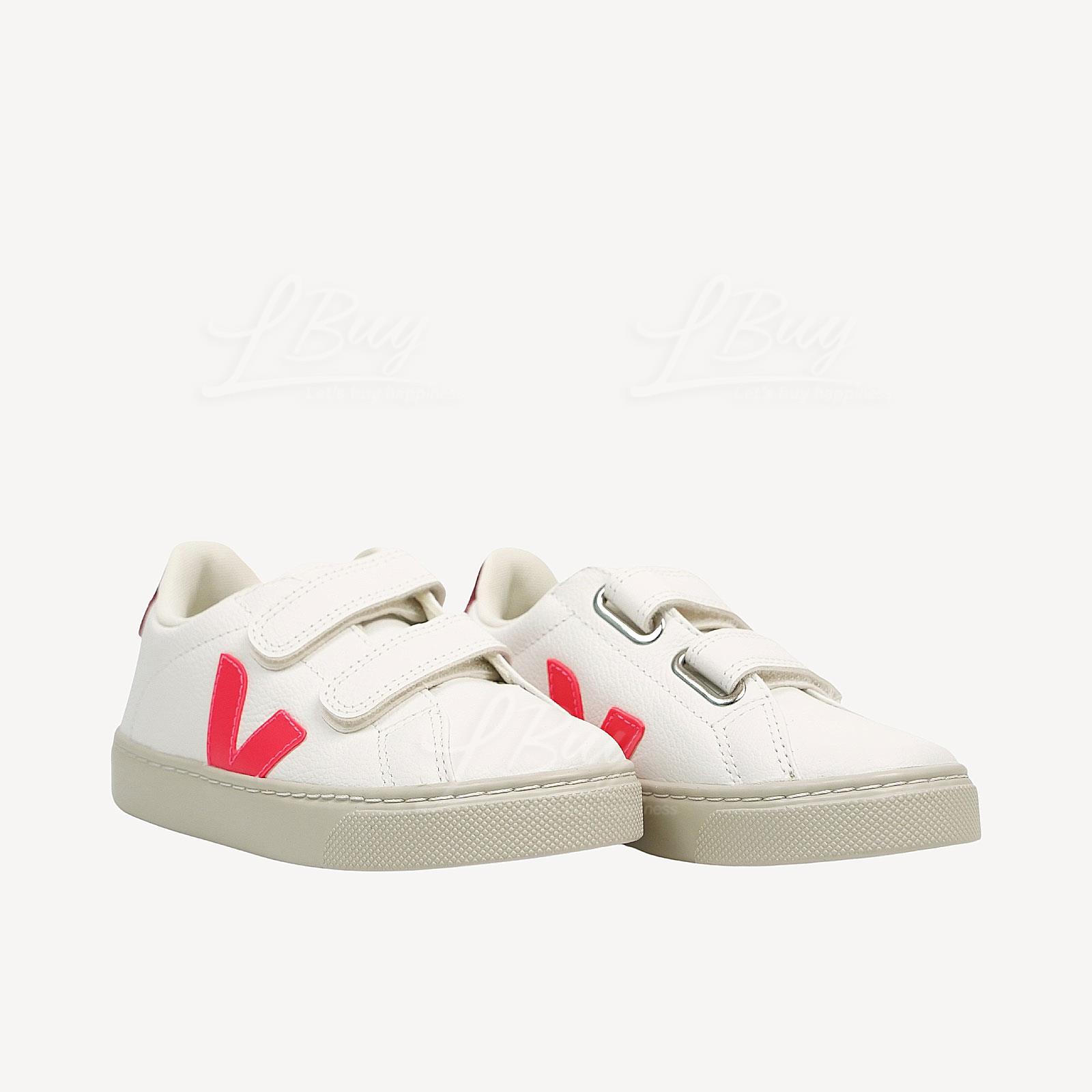 VEJA Esplar Kids 魔術貼休閒運動鞋 小白鞋 白色 熒光玫瑰色 葡萄酒色