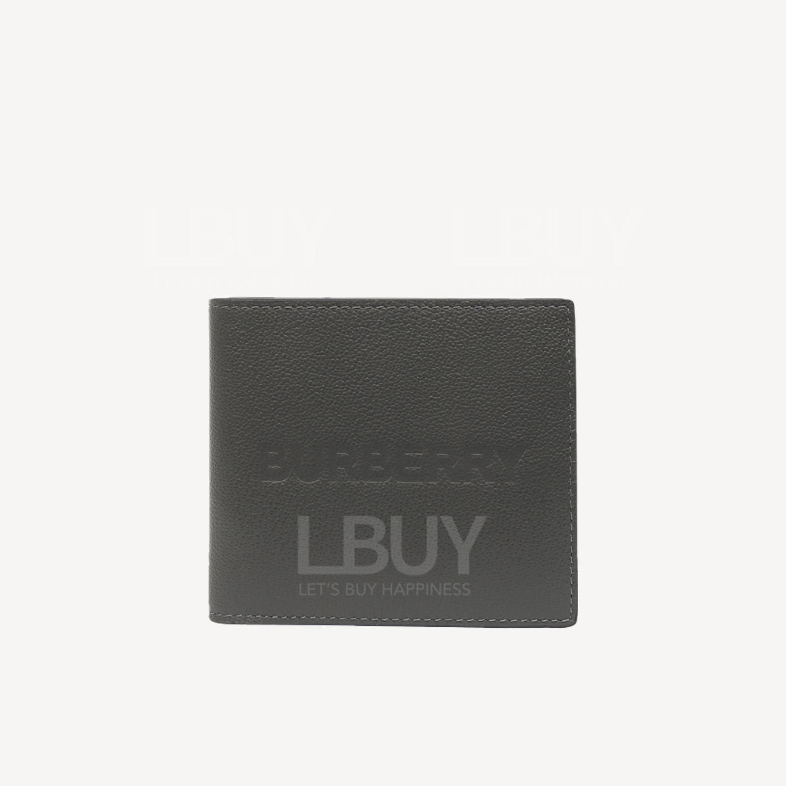 Burberry Embossed Logo Leather Short Wallet Grey 80528821