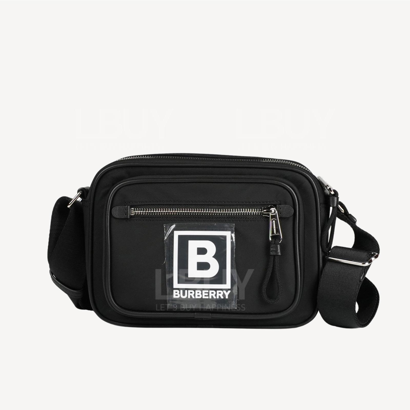 Burberry Paddy B Logo Black Nylon Zipper Shoulder Bag Crossbody Bag 80653111