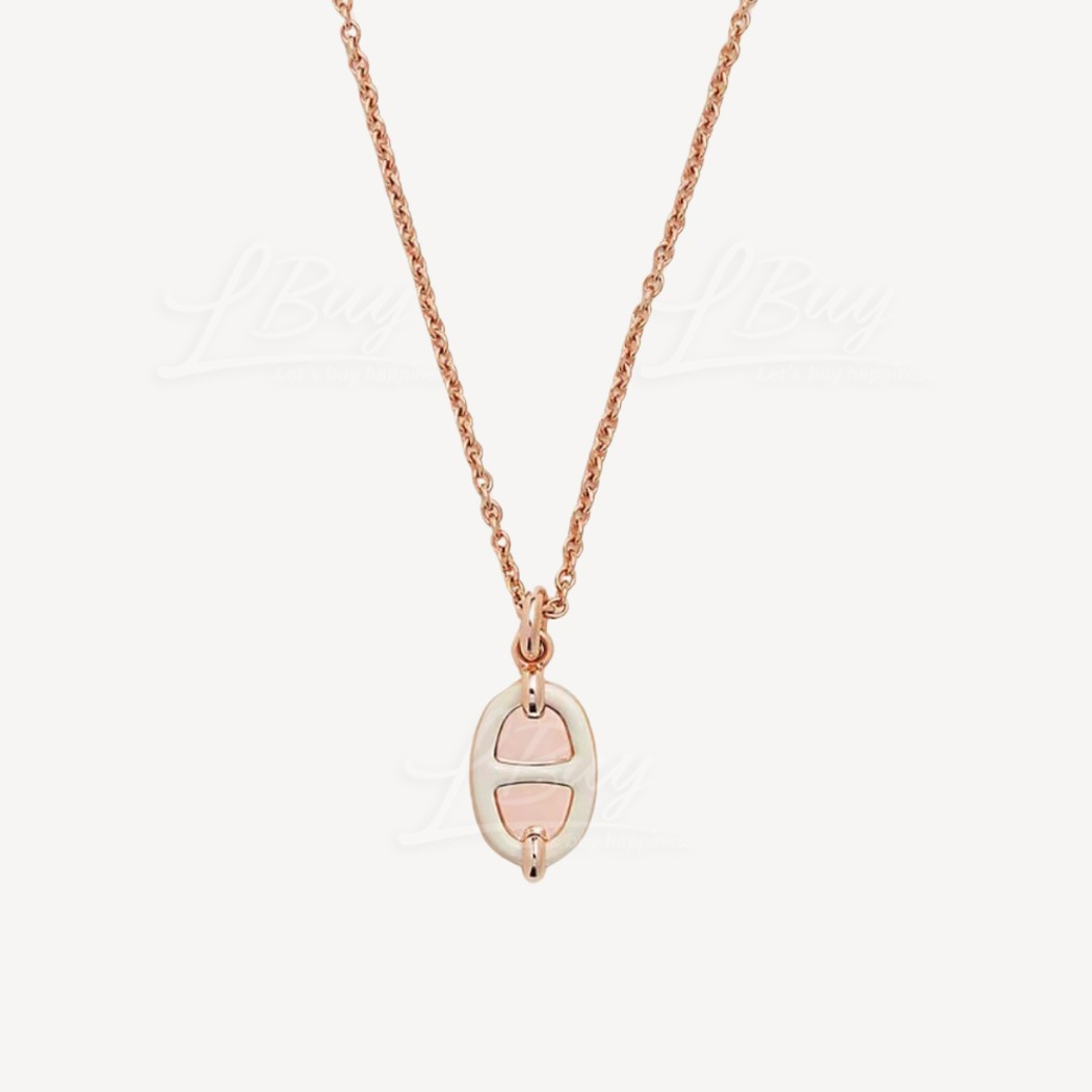 Hermes Mini Maillon Necklace Small Model 項鍊 奶油白配玫瑰金色