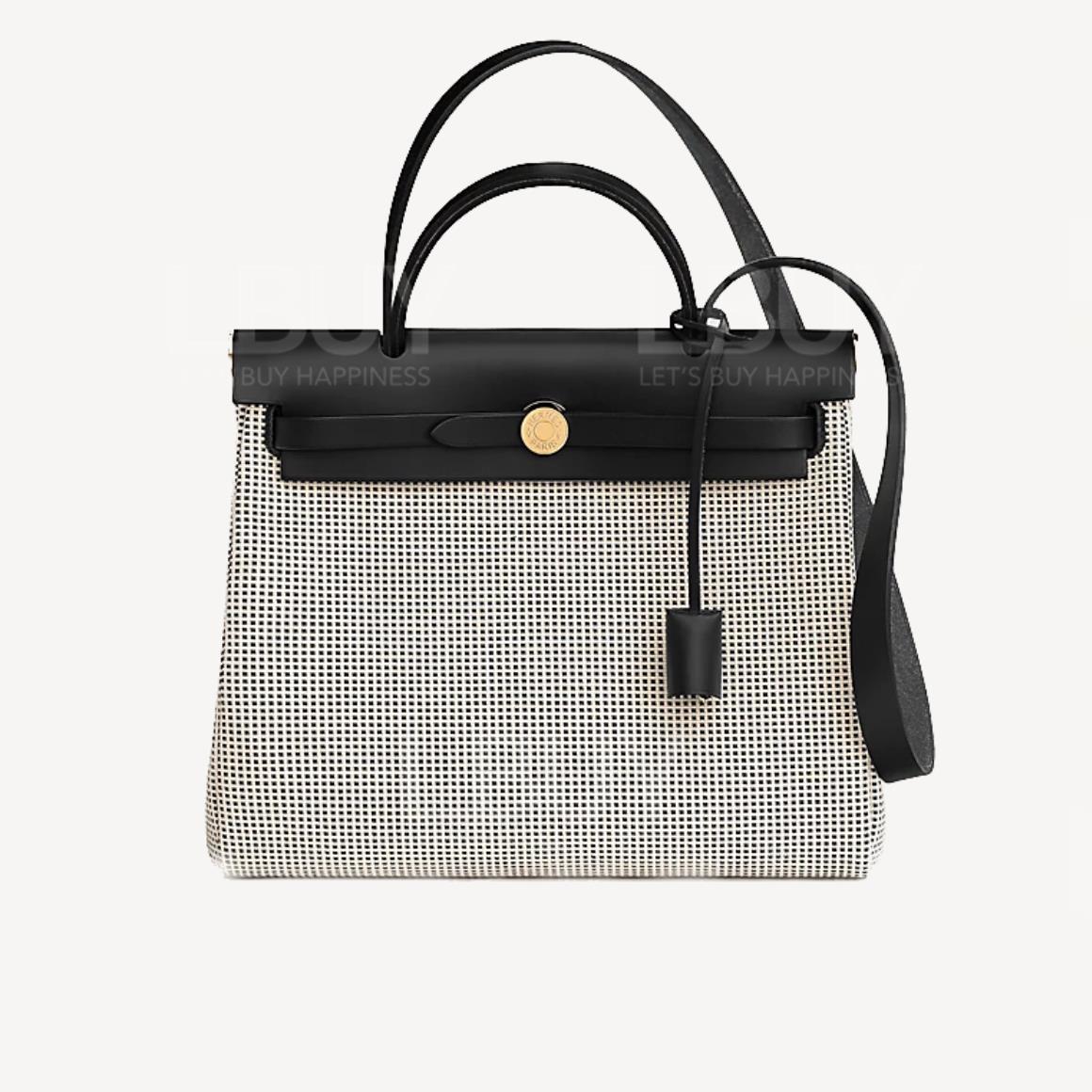 Hermes Herbag Zip 31 Bag Ecru Blanc Noir ghw