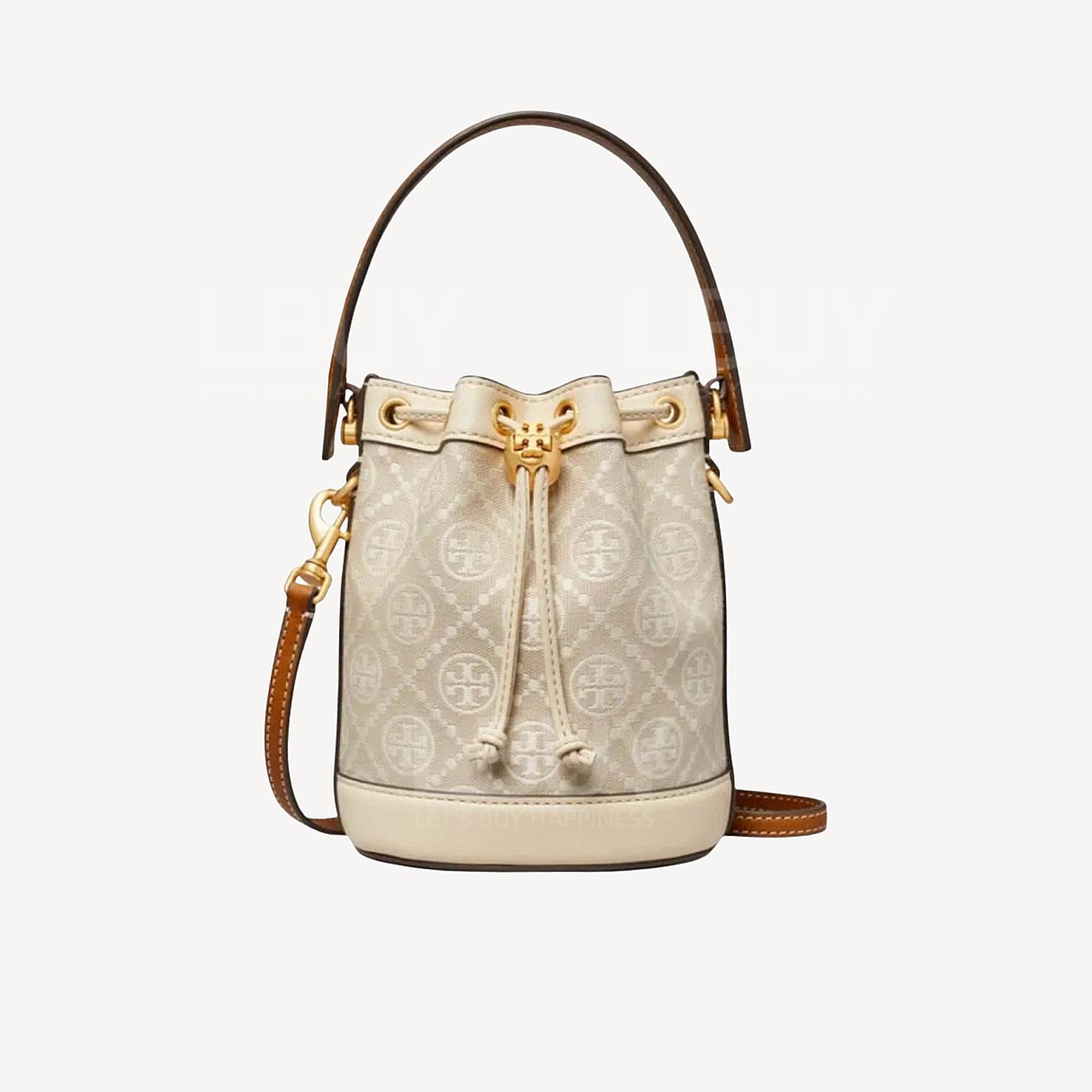 Tory Burch Mini T Monogram Bucket Bag Ivory 80534