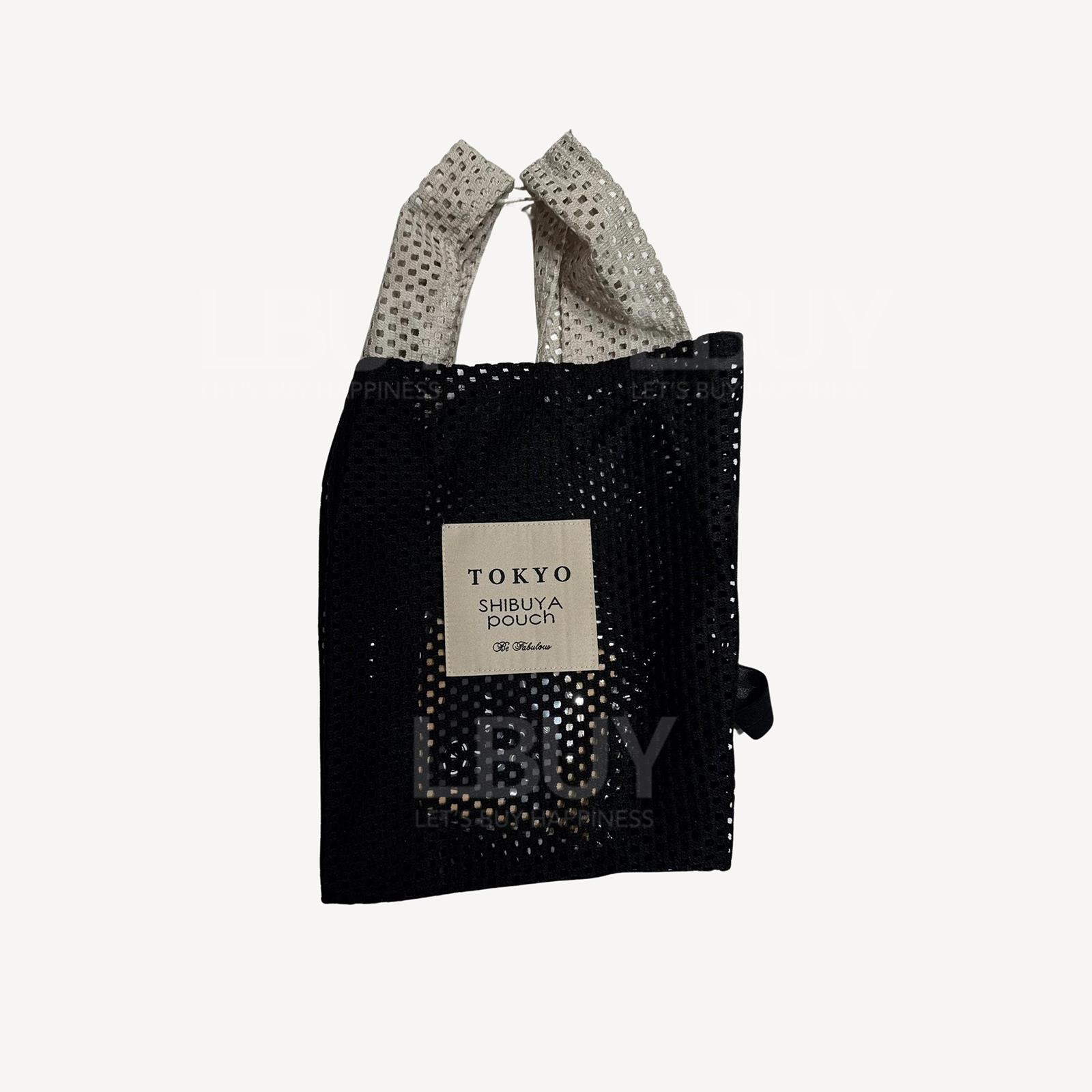 Shibuya Pouch 黑色網紋配卡其色手挽飯袋