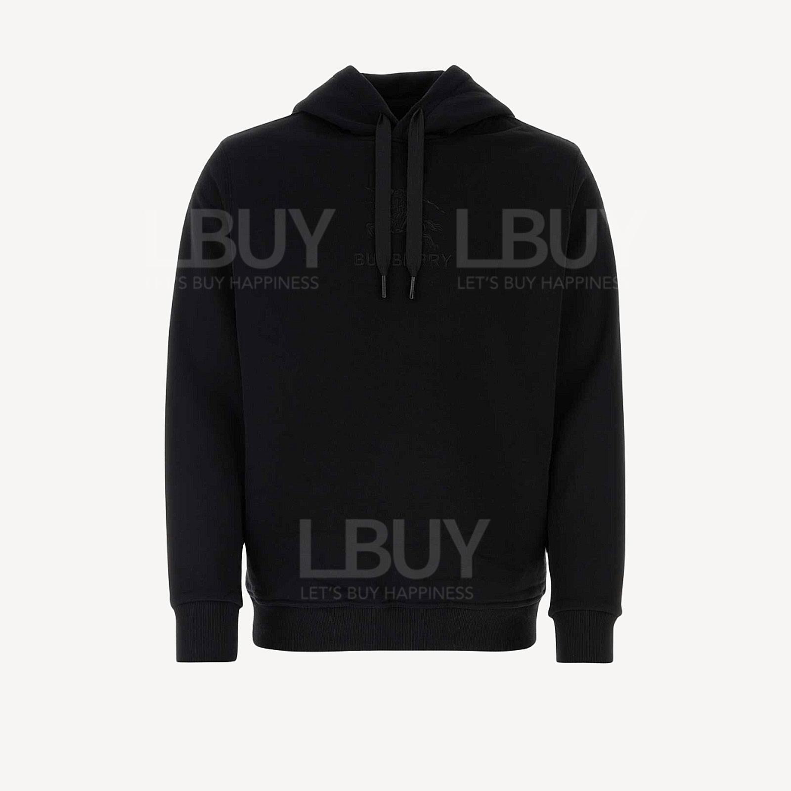 Burberry Embroidered Equestrian Rider Hoodied Sweatshirt Black 8072741
