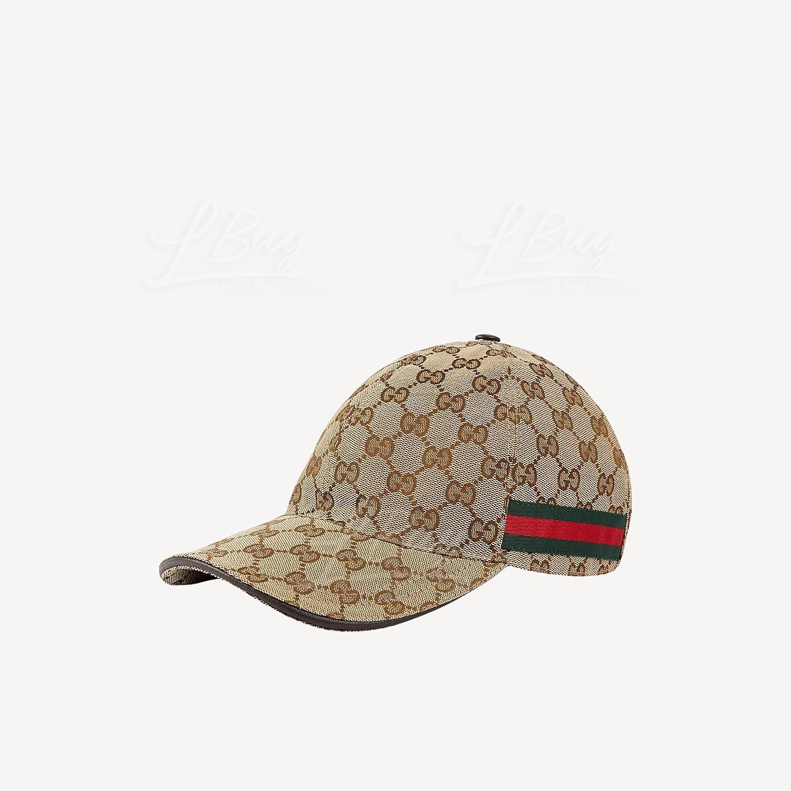 Gucci Original GG Canvas Baseball Hat With Web Beige Ebony 200035