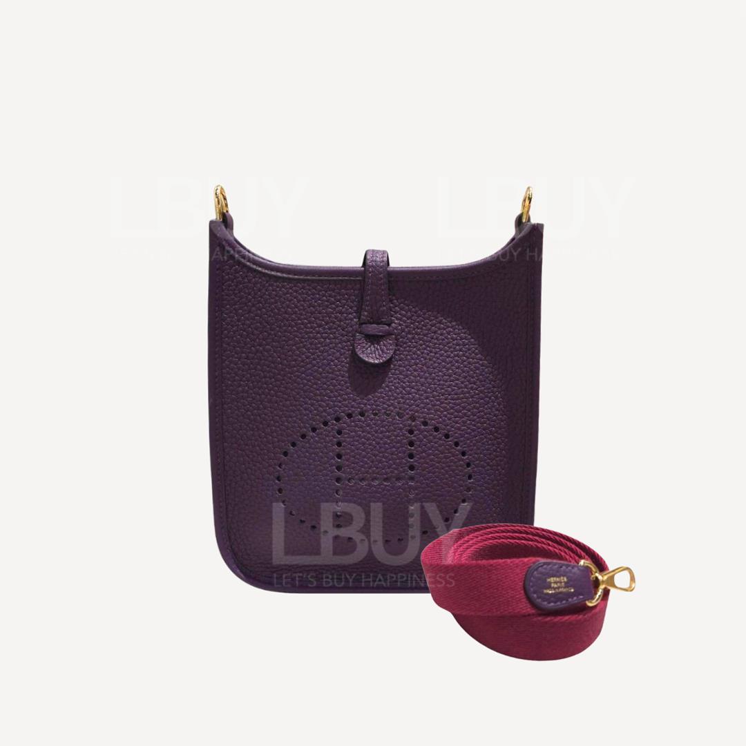 Hermes Mini Evelyne 16 Amazone Bag 黑加侖紫 金扣