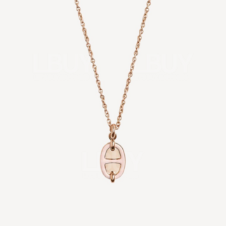 Hermes Mini Maillon Necklace Small Model Rose Candeur rghw