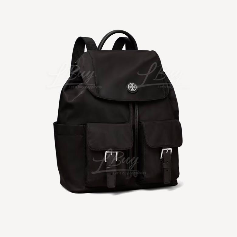 TORY BURCH NYLON FLAP BACKPACK 尼龙翻盖双肩包 黑色