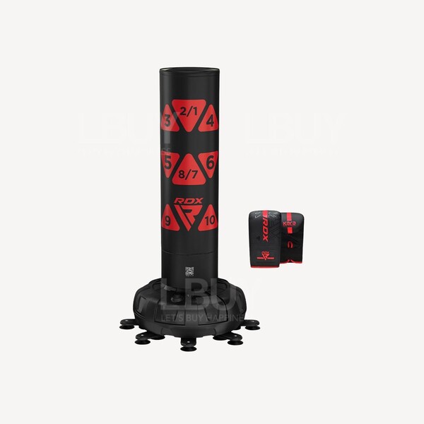 RDX-RDX Free Standing Punch Bags with Mitts Set (Red)