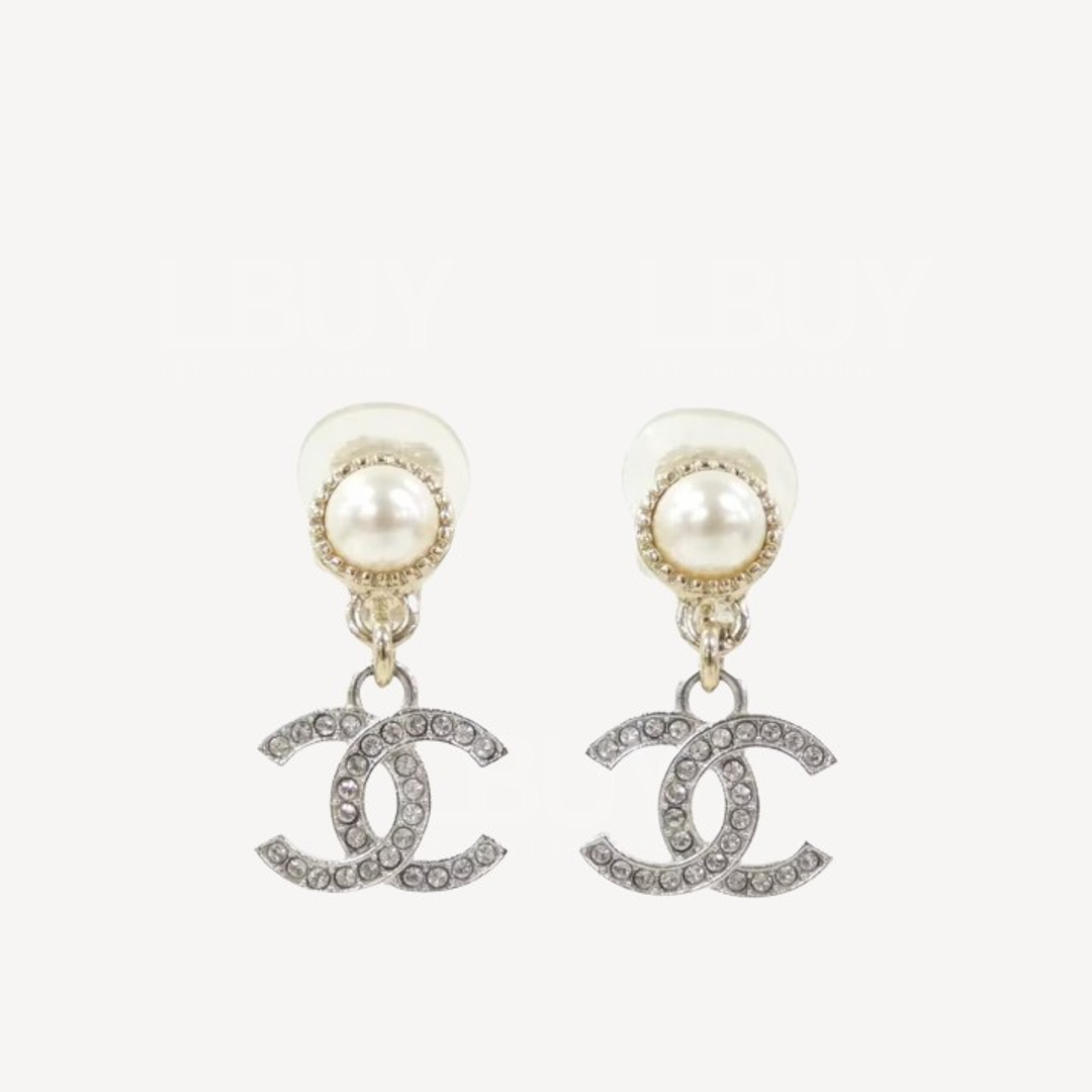 Chanel Pearl CC Logo Earrings