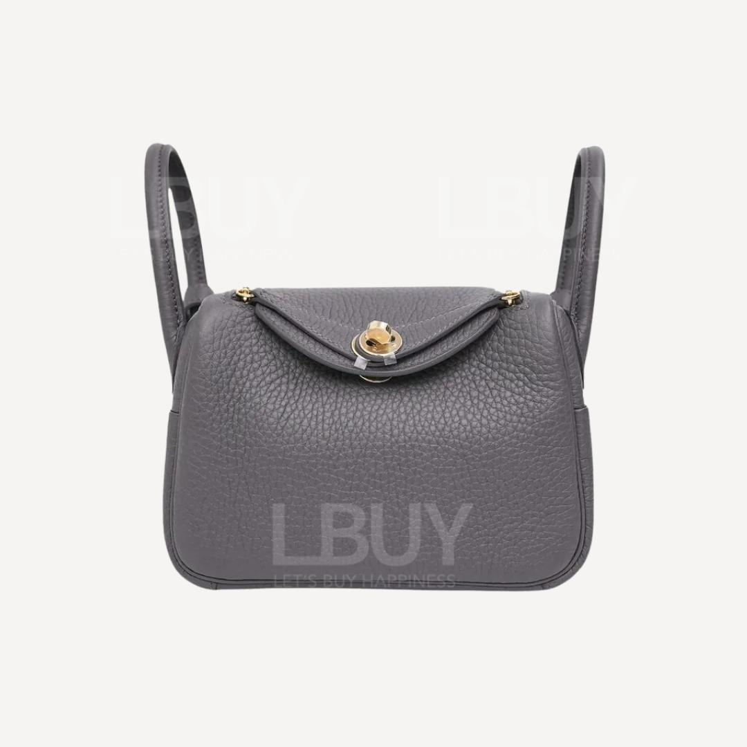 Hermes Mini Lindy 石板灰淡金扣