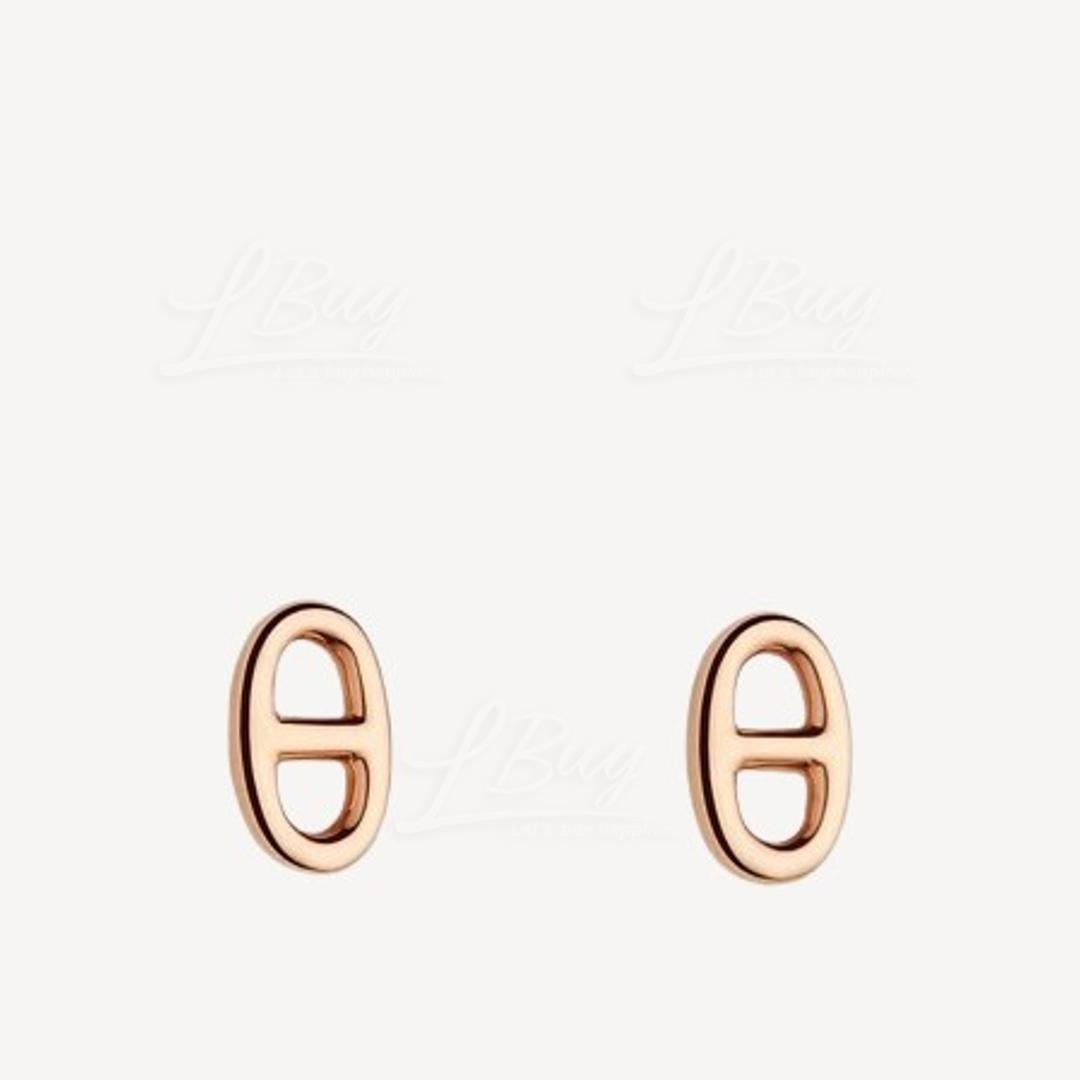 Hermes Chaine d'Ancre 18K玫瑰金豬鼻耳環