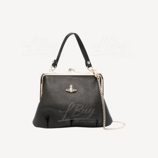 Vivienne Westwood 黑色配淡金色 錢包斜孭袋手袋