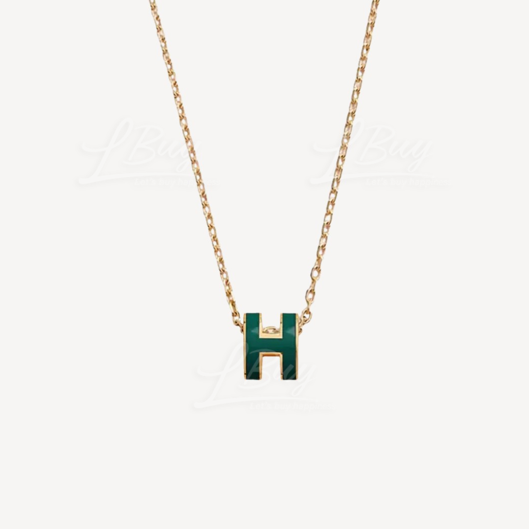 Hermes Mini Pop H Necklace 項鍊 松柏綠配金色