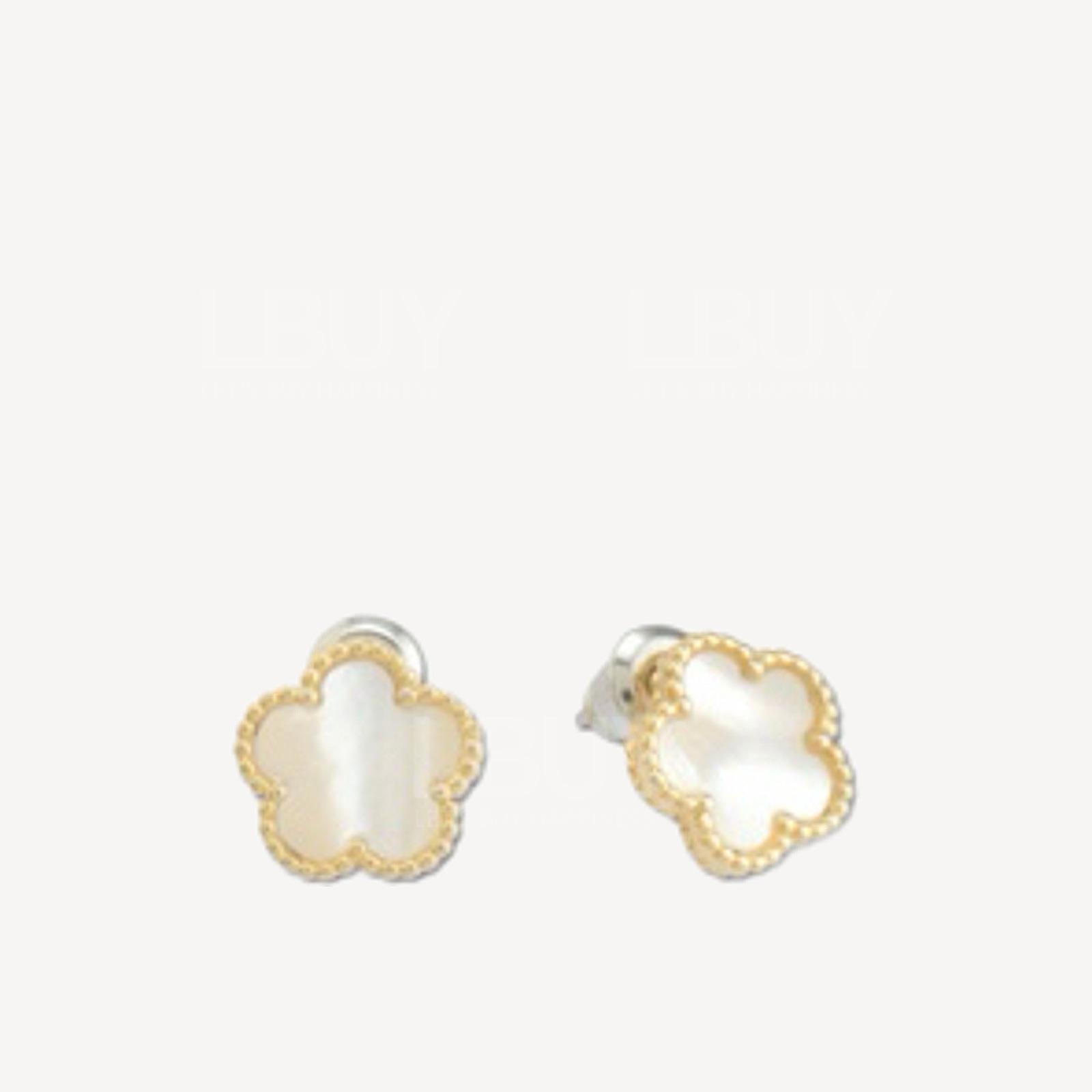 Mary Quant 白色金邊花花天然貝耳環