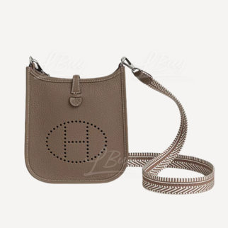 Hermes Mini Evelyne 16 Amazone Bag 大象灰银 配白灰编织带