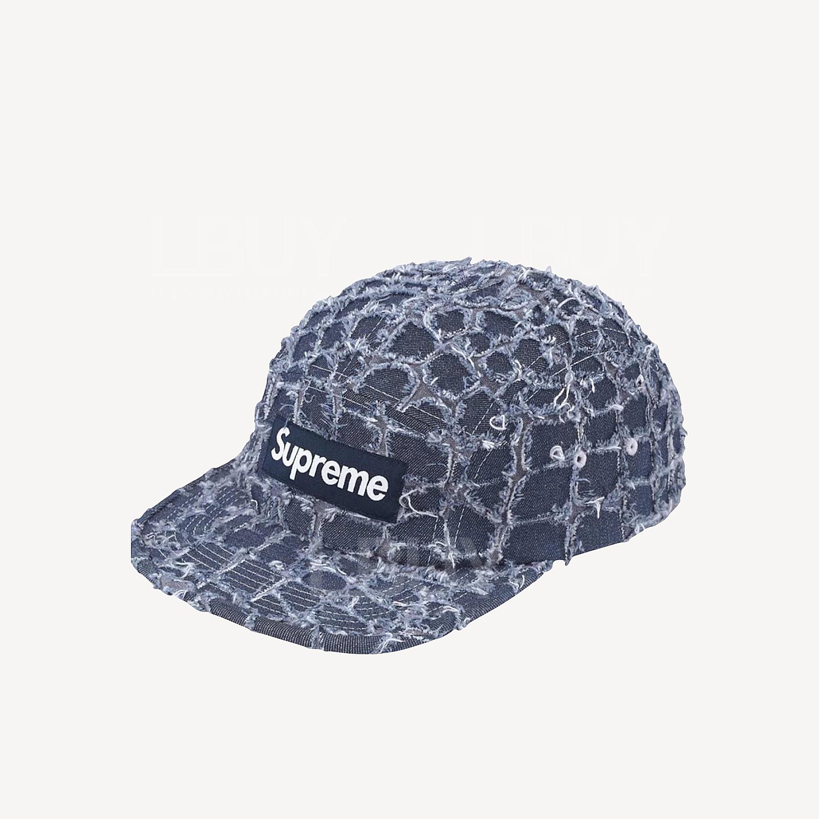 Supreme shredded croc denim camp cap
