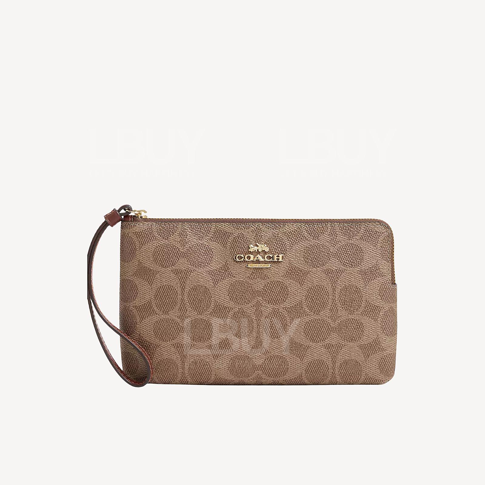 Coach Large Corner Zip Wristlet In Signature Canvas