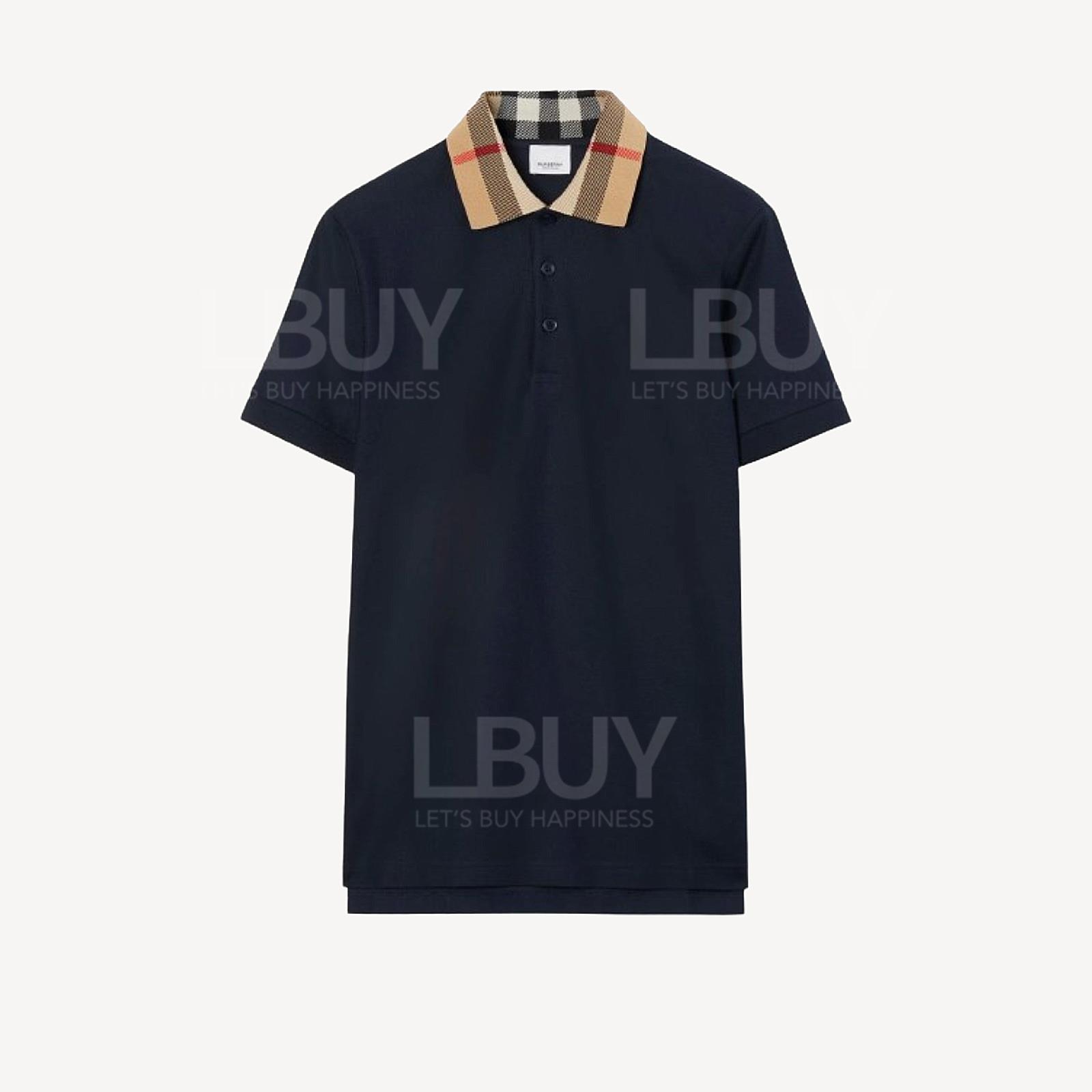 Burberry 领口格纹 深蓝色 Polo Shirt