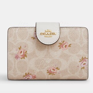 Medium Corner Zip Wallet In Signature Canvas With Floral Print