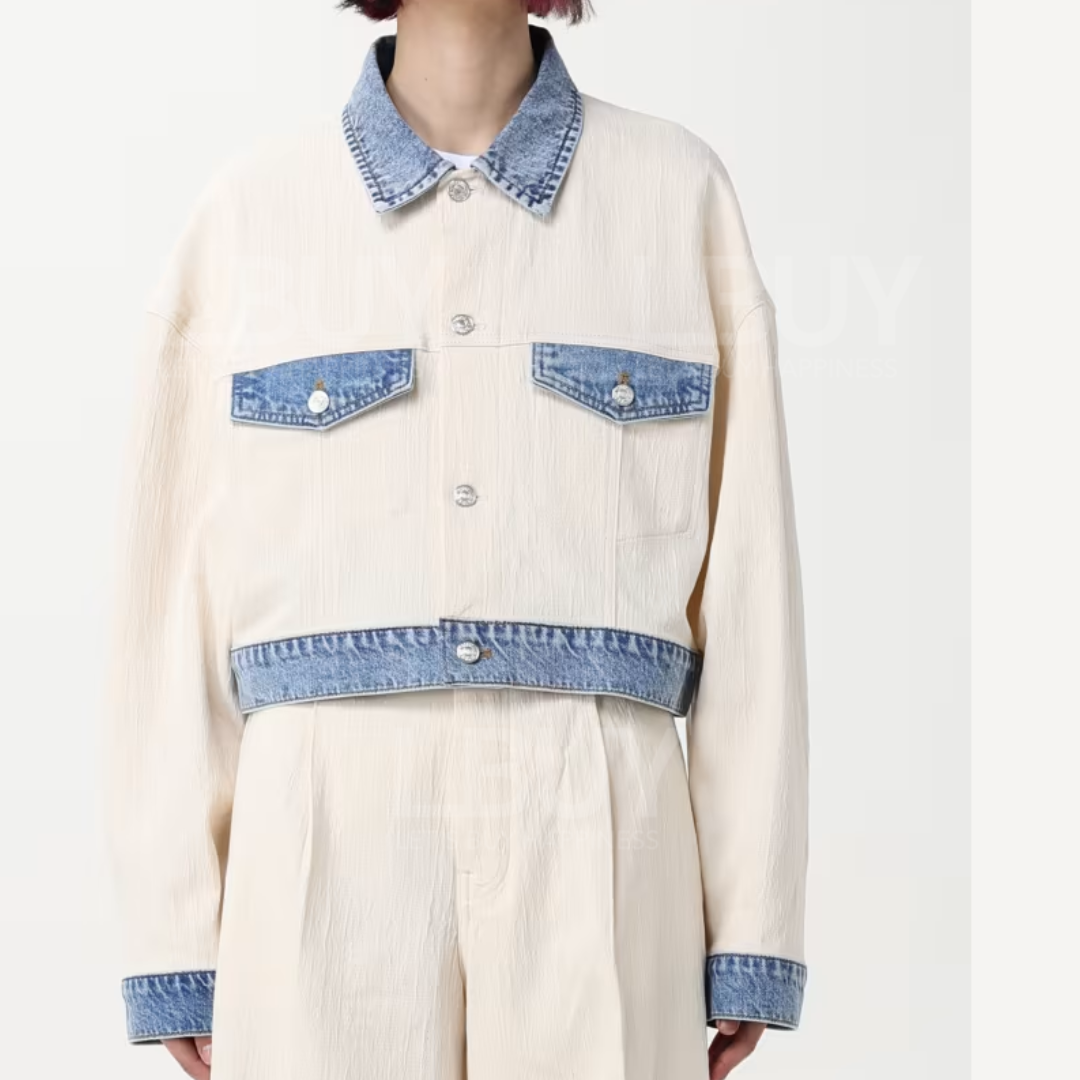 Moschino Jeans 白色併色 牛仔外套