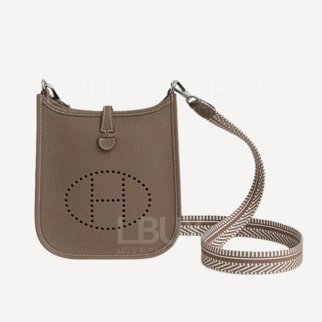 Hermes Mini Evelyne 16 Amazone Bag 大象灰銀 配白灰編織帶