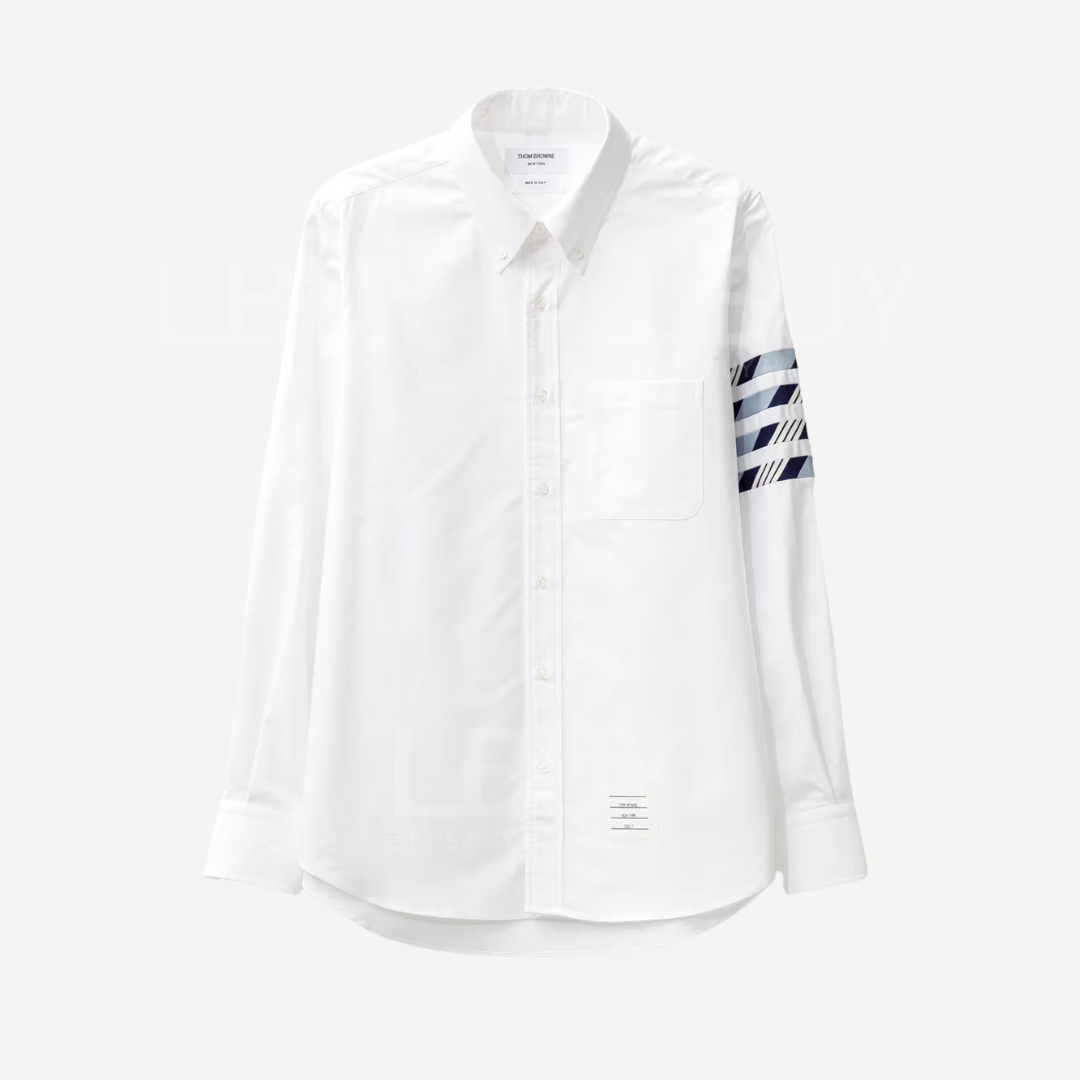 Thom Browne 4-Bar Repp Stripe Shirt