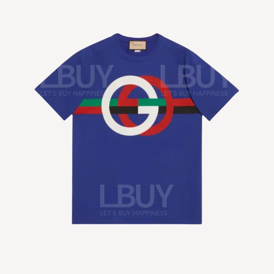 Gucci 經典Logo短袖藍色T恤
