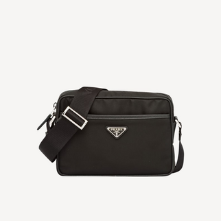 Prada Re-Nylon and Saffiano Leather Shoulder Bag Black 2VH048