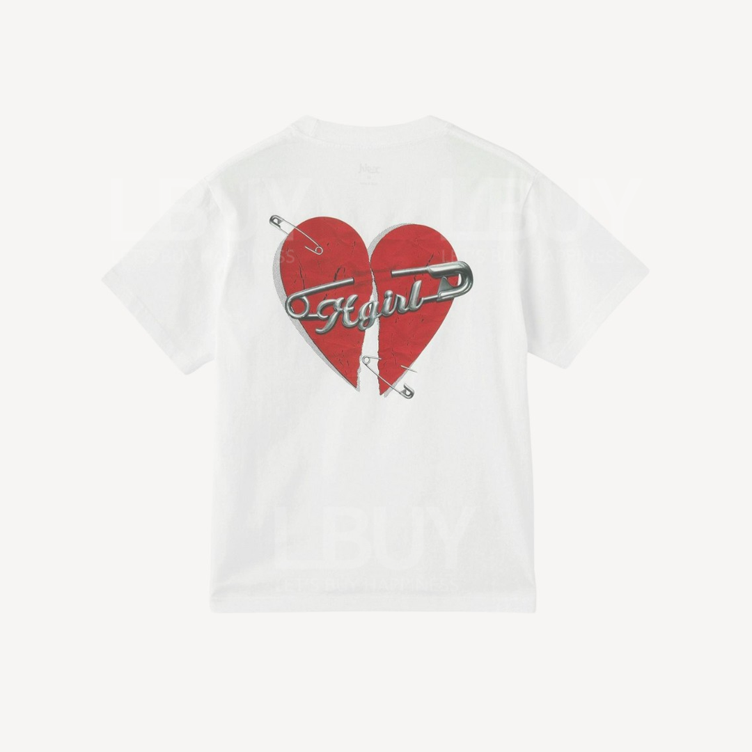 X-GIRL Safety Pin & Heart Logo S/s Tee White