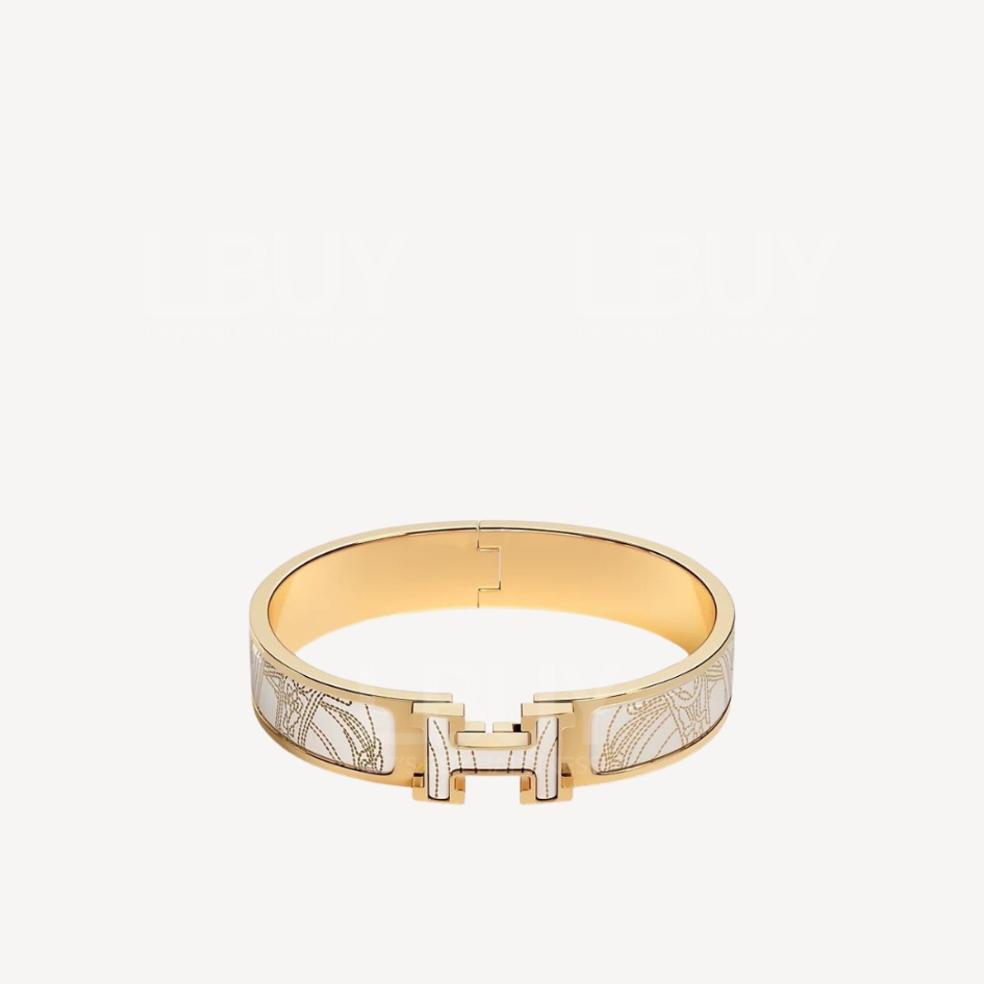 Hermes Clic H Brides de Gala Applique Pique bracelet orfèvre jaune or blanc