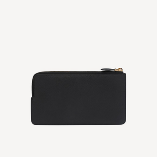 Prada Saffiano Leather Gold Triangle Logo Zipper Card Bag 1MB048
