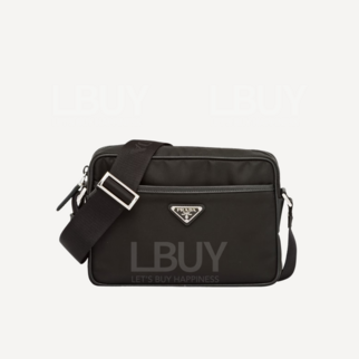 Prada Re-Nylon and Saffiano Leather Shoulder Bag Black 2VH048