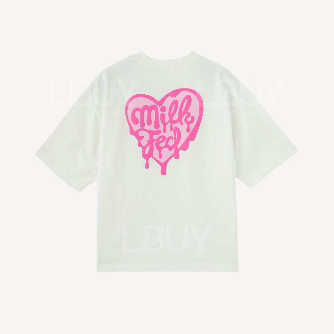 MILKFED Melty Heart Foam Print Wide S/s Tee White